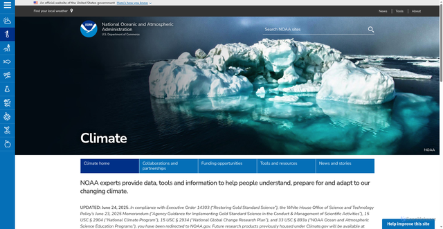 Security scan screenshot of https://www.noaa.gov/climate