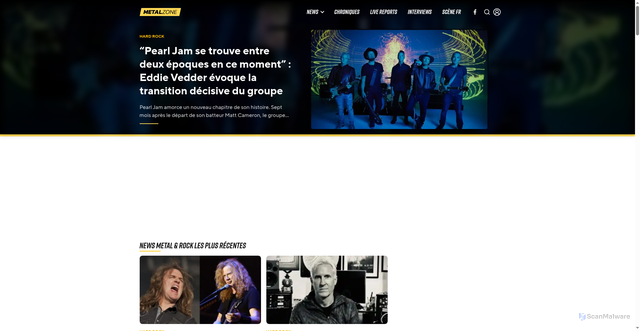 Security scan screenshot of https://www.metalzone.fr