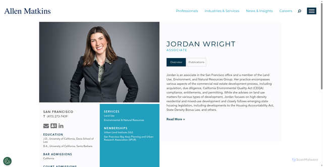 Security scan screenshot of https://www.allenmatkins.com/professionals/wright-jordan.html
