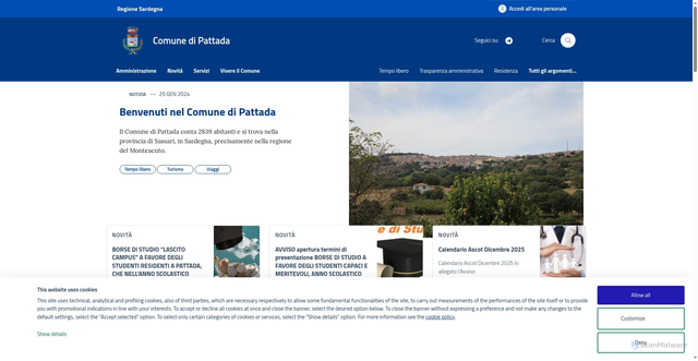 Security scan screenshot of https://www.comune.pattada.ss.it/