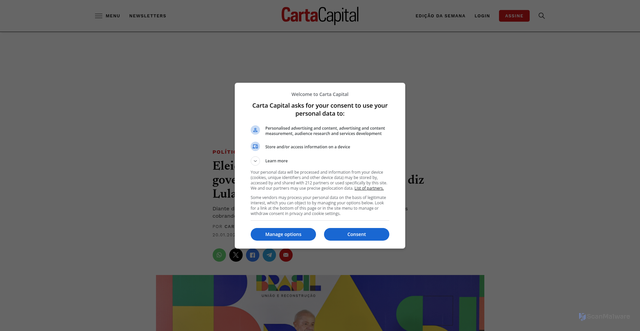 Security scan screenshot of https://www.cartacapital.com.br/politica/eleicao-de-2026-ja-comecou-e-o-governo-nao-tem-o-direito-de-errar-diz-lula-em-reuniao-ministerial/