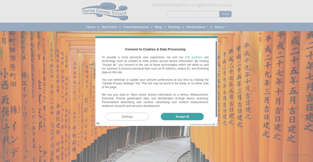 Security scan screenshot of https://www.neverendingvoyage.com/planning-a-trip-to-japan/