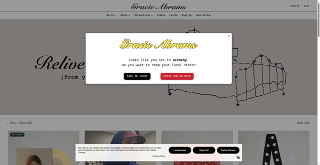 Security scan screenshot of https://shop.gracieabrams.com/?srsltid=AfmBOorTE1-_6__jZ6ZFl9ywVePJ3qE4VEJdTmKOe_FSEHaQm92gZSfa