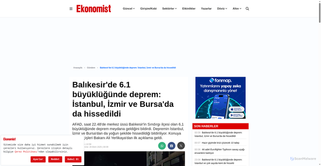 Security scan screenshot of https://www.ekonomist.com.tr/gundem/istanbul-ve-cevre-illerden-hissedilen-bir-deprem-oldu-66951