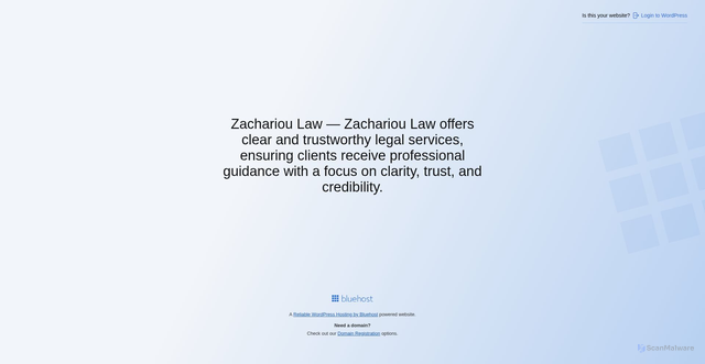 Security scan screenshot of https://zacharioulaw.com/