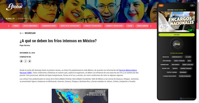 Security scan screenshot of https://unamglobal.unam.mx/global_revista/a-que-se-deben-los-frios-intensos-en-mexico/
