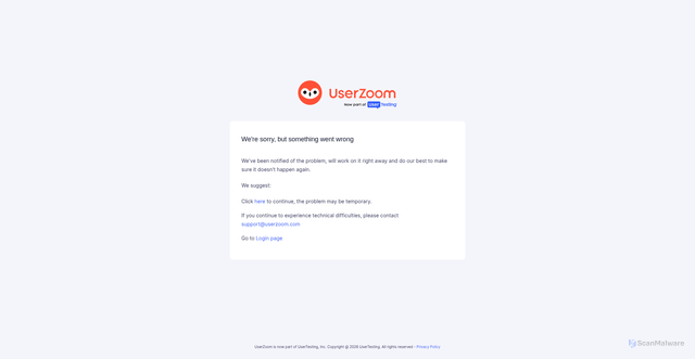 Security scan screenshot of https://manager2.userzoom.com