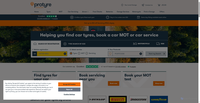 Security scan screenshot of https://protyre.co.uk