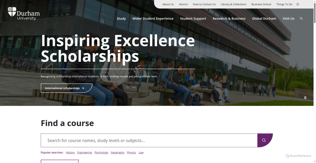 Security scan screenshot of https://www.durham.ac.uk/