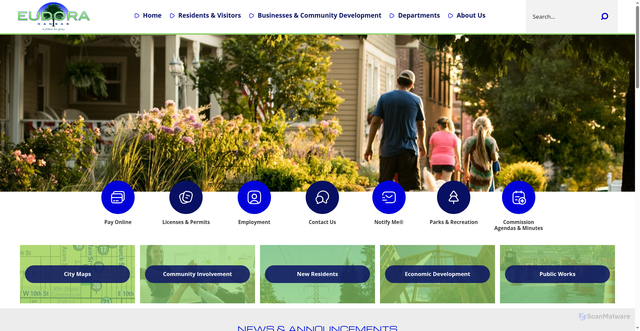 Security scan screenshot of https://cityofeudoraks.gov/