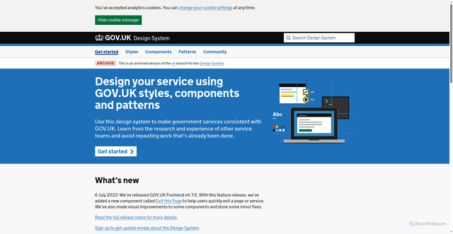 Security scan screenshot of https://v4--govuk-design-system-preview.netlify.app/