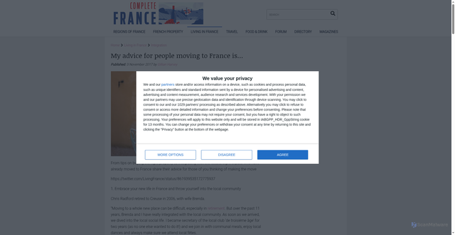 Security scan screenshot of https://www.completefrance.com/living-in-france/integration/advice-for-people-moving-to-france-6280698/