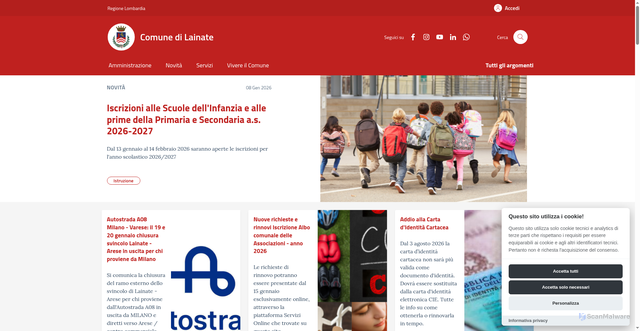 Security scan screenshot of https://comune.lainate.mi.it:443/