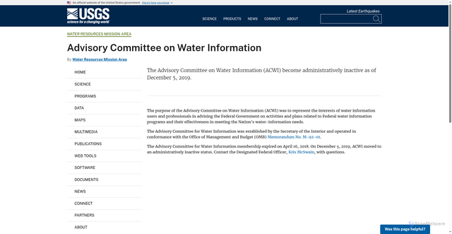 Security scan screenshot of https://www.usgs.gov/mission-areas/water-resources/advisory-committee-water-information