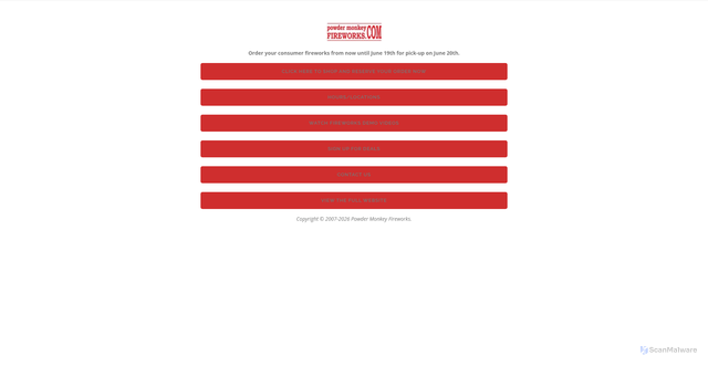 Security scan screenshot of https://www.powdermonkeyfireworks.com/mobile/