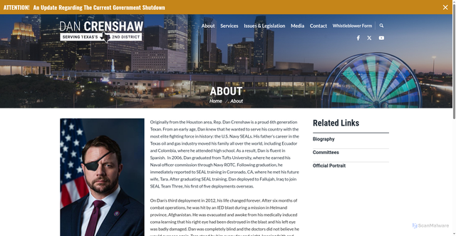 Security scan screenshot of https://crenshaw.house.gov/about