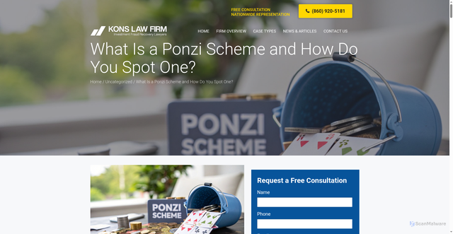 Security scan screenshot of https://investmentfraudattorneys.com/uncategorized/what-is-a-ponzi-scheme/