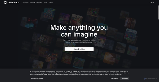 Security scan screenshot of https://create.roblox.com/
