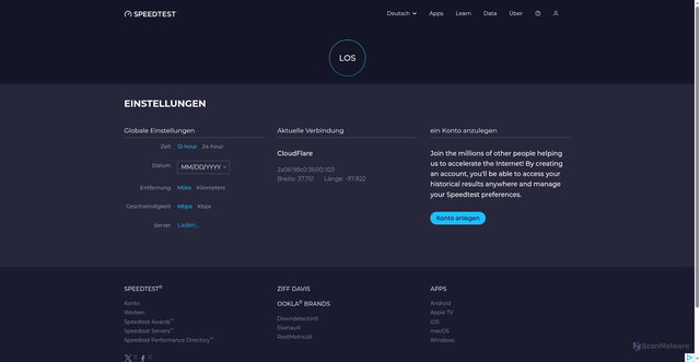 Security scan screenshot of https://1-af5.pages.dev/de/settings