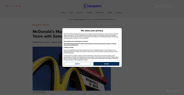 Security scan screenshot of https://www.cheapism.com/mcdonalds-monopoly/