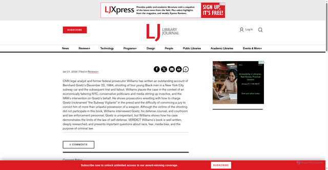 Security scan screenshot of https://www.libraryjournal.com/story/five-bullets-the-story-of-bernie-goetz-new-yorks-explosive-80s-and-the-subway-vigilante-trial-that-divided-the-nation-100006537