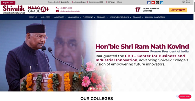 Security scan screenshot of https://shivalikcollege.edu.in/
