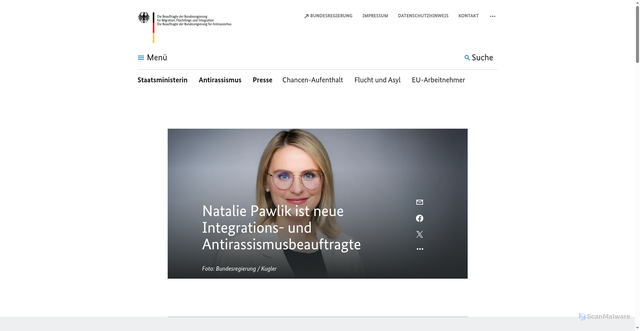 Security scan screenshot of http://www.integrationsbeauftragte.de