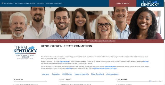 Security scan screenshot of https://krec.ky.gov/