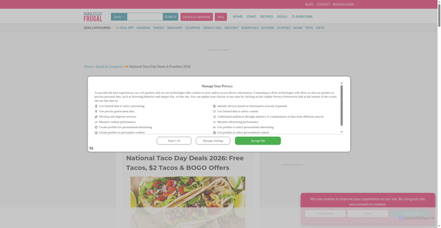 Security scan screenshot of https://fabulesslyfrugal.com/deals/national-taco-day-deals/