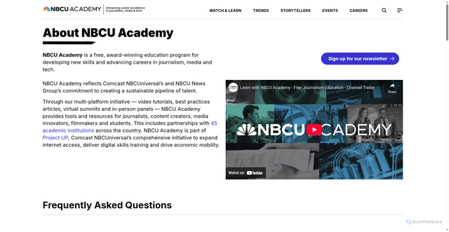 Security scan screenshot of https://nbcuacademy.com/about-us/