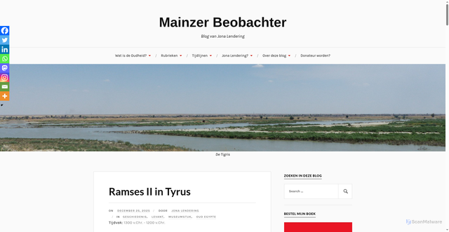 Security scan screenshot of https://mainzerbeobachter.com/2025/12/25/ramses-ii-in-tyrus/
