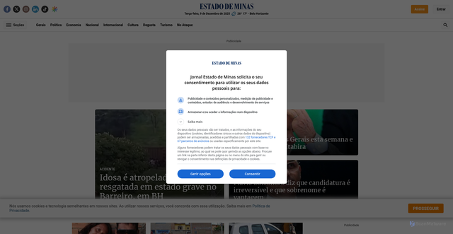 Security scan screenshot of https://www.em.com.br/