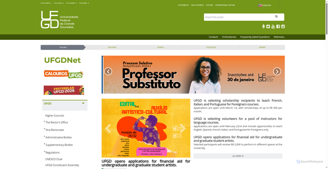 Security scan screenshot of https://www.ufgd.edu.br/
