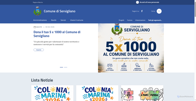Security scan screenshot of https://www.comune.servigliano.fm.it/