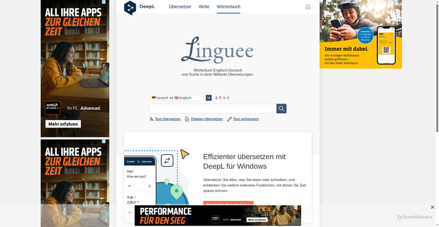 Security scan screenshot of https://linguee.de