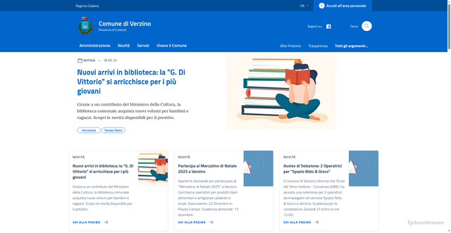 Security scan screenshot of https://comune.verzino.kr.it/