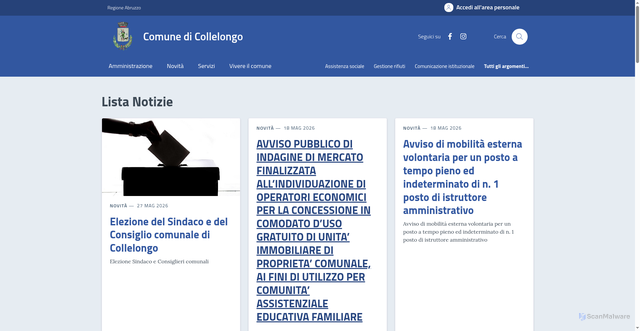 Security scan screenshot of https://www.comune.collelongo.aq.it