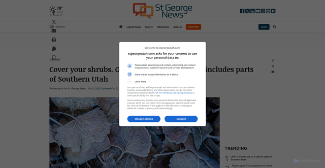 Security scan screenshot of https://www.stgeorgeutah.com/news/cover-your-shrubs-overnight-freeze-warning-includes-parts-of-southern-utah/article_e84cdbb4-34e3-4c0f-a026-eb72c2ab72b7.html