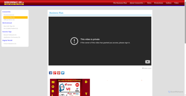 Security scan screenshot of http://business-promotions.connecton.in/video.php?subcategory=28&video_id=24
