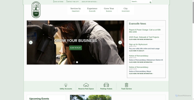 Security scan screenshot of https://evansvillewi.gov/