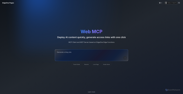 Security scan screenshot of https://mcp-on-edge-dpls0cs9fl6a.edgeone.dev/