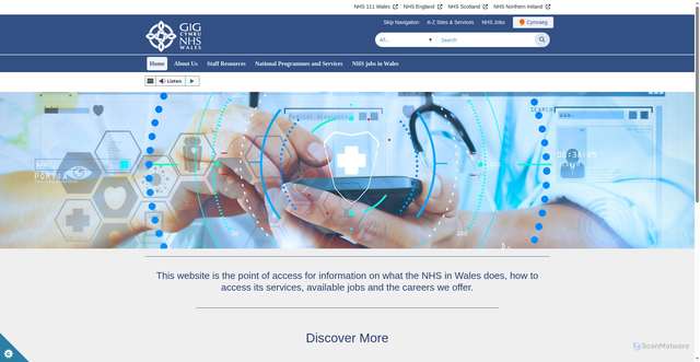 Security scan screenshot of https://www.nhs.wales/