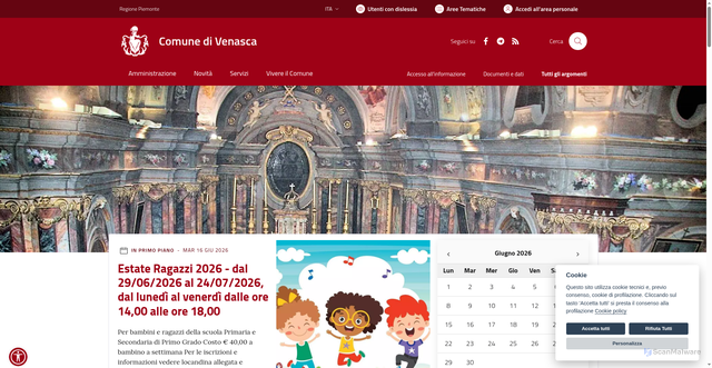 Security scan screenshot of https://www.comune.venasca.cn.it