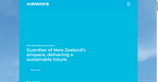 Security scan screenshot of http://www.airways.co.nz/