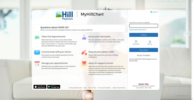 Security scan screenshot of https://myhillchart.com