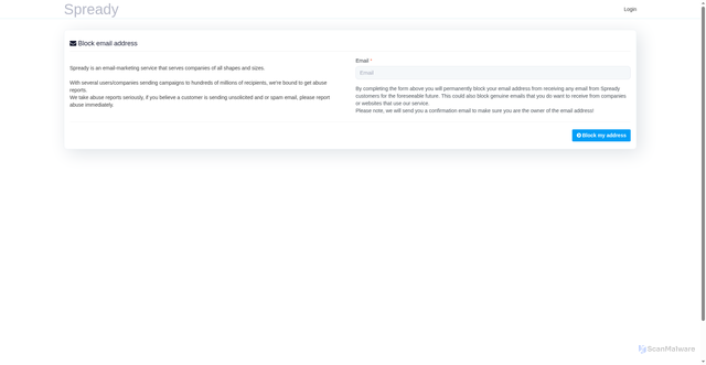 Security scan screenshot of https://mwz.spready.com/lists/block-address