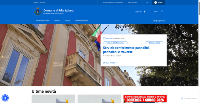 Security scan screenshot of https://www.comunemarigliano.it