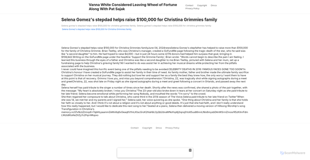 Security scan screenshot of https://portcerealistahugo-u0ssdu7xjg.edgeone.app/21467-selena-gomezs-stepdad-helps-raise-100000-for-christina-grimmies-family.html