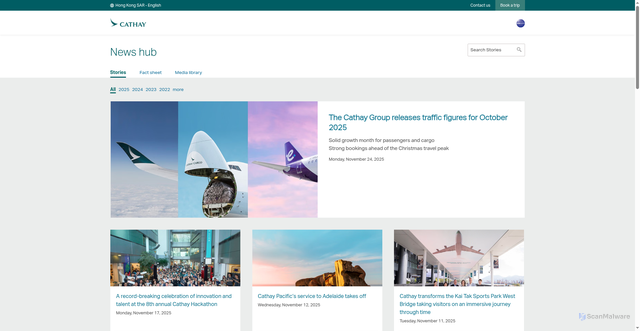 Security scan screenshot of https://news.cathaypacific.com/