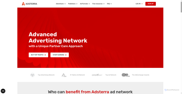 Security scan screenshot of https://adsterra.com